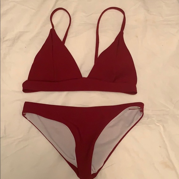 maroon bathing suit top